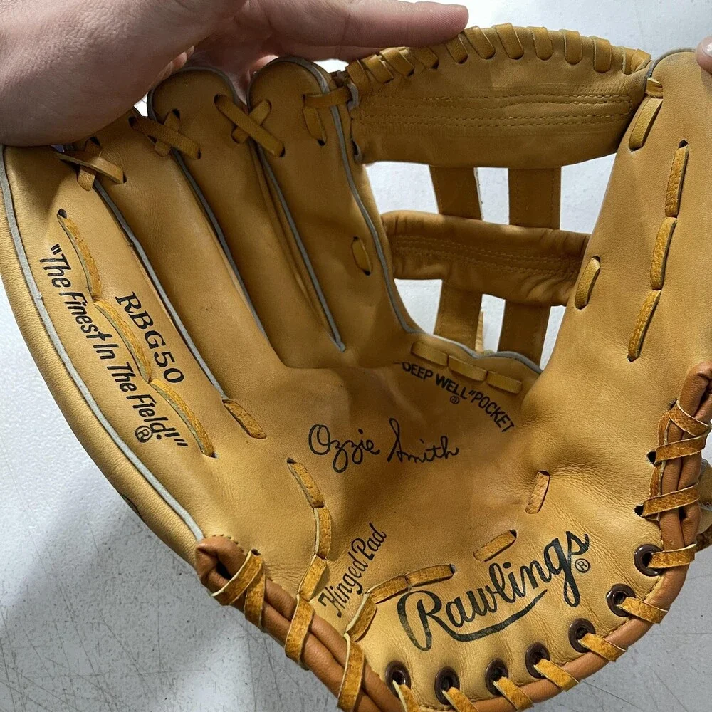 Vintage Rawlings Baseball Glove Mens 12 Brown Ozzie Smith Infield Fastback RBG50